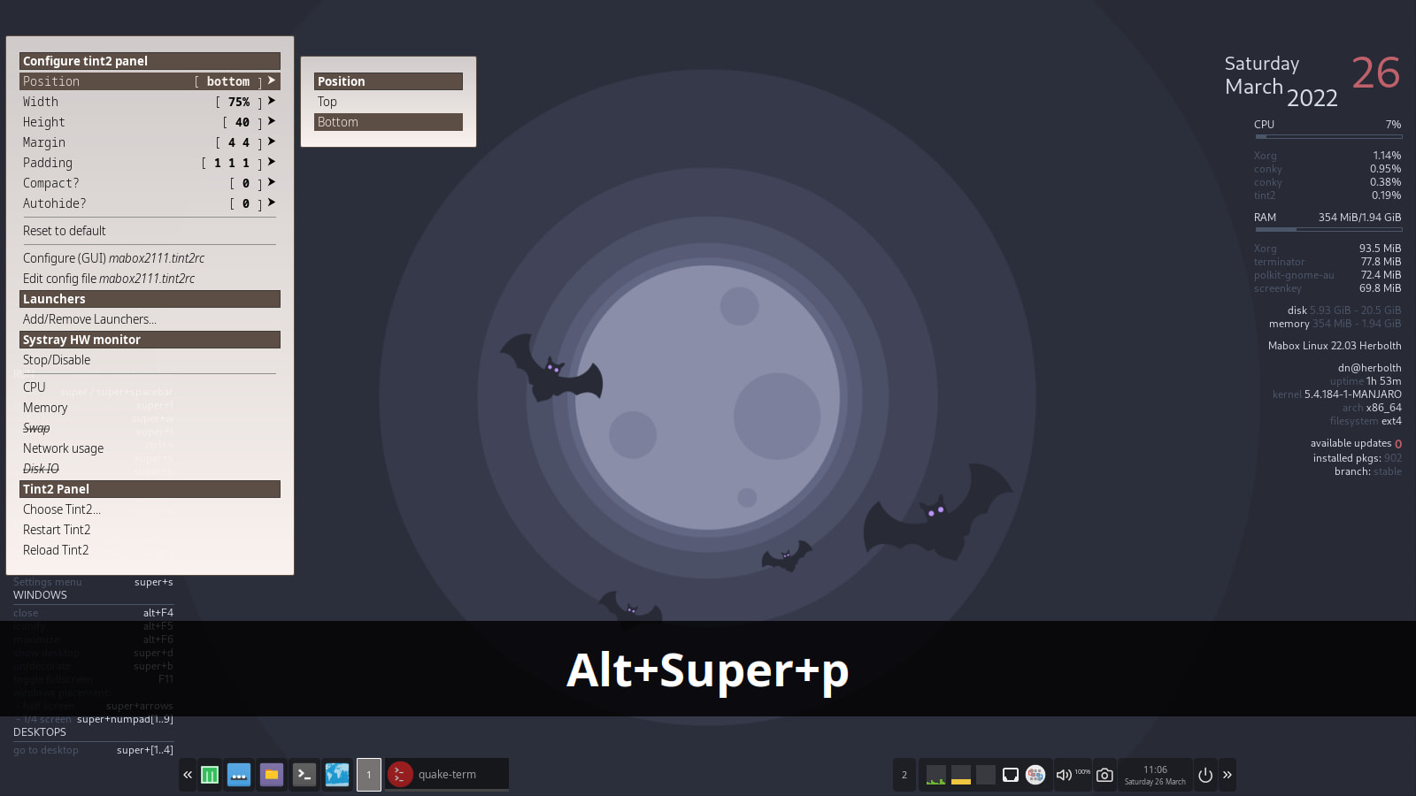 Dynamic menu to configure Tint2 panel - Mabox Updates - Mabox Linux Forum